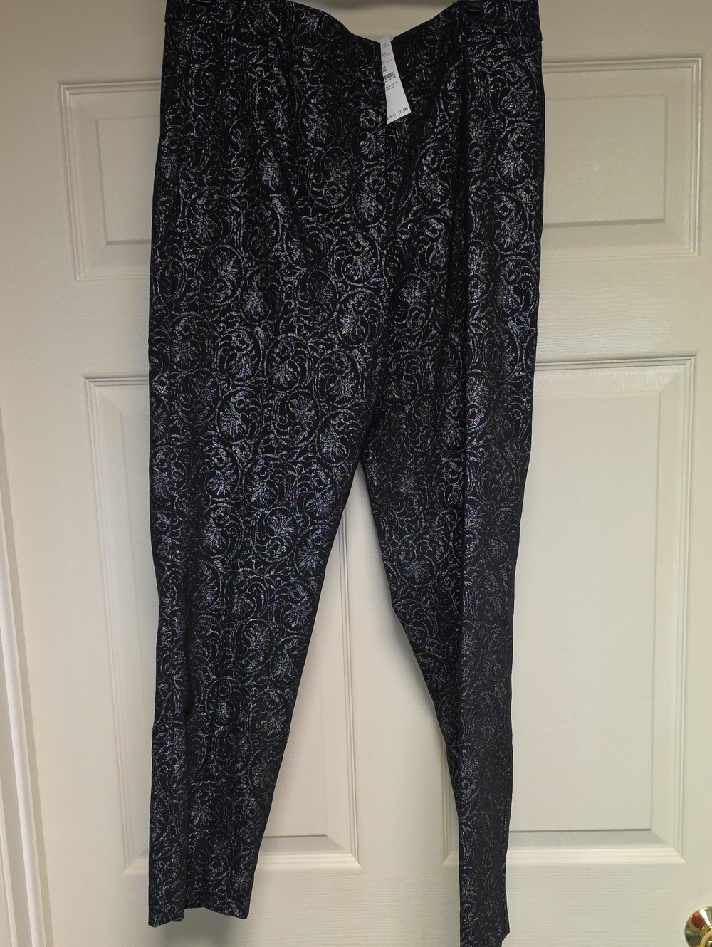 White House Black Market Black Metallic Paisley Ankle Pants